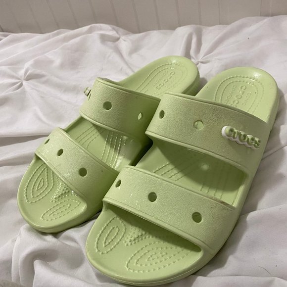 Lime green, crocs slides, size 10 women's, NEVER WORN BRAND NEW - Picture 1 of 4
